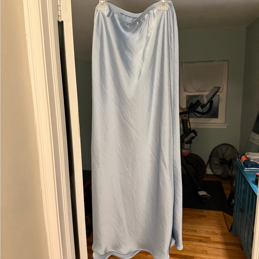 a new day Light Blue midi satin Skirt